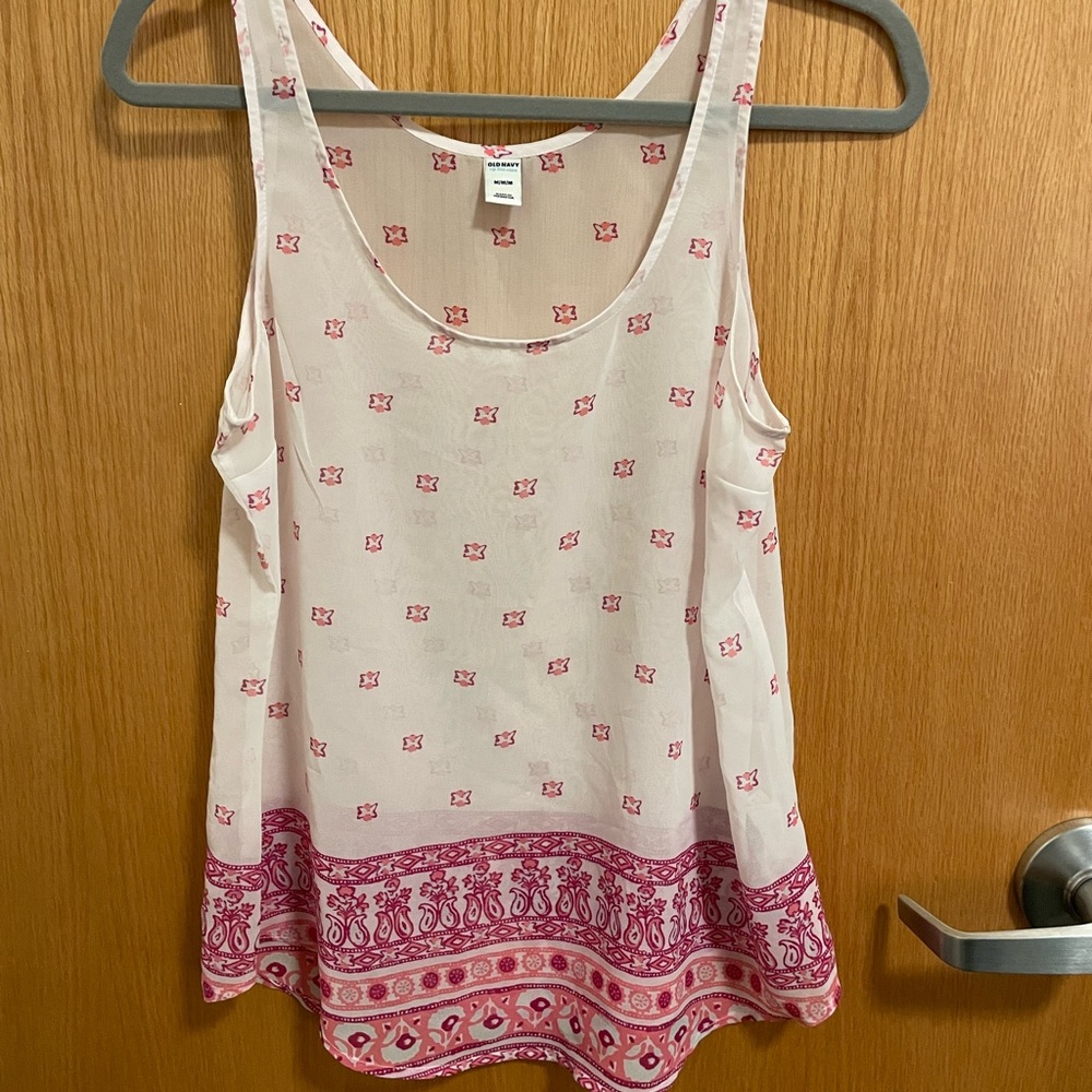 Old Navy Pink and White Tank Top